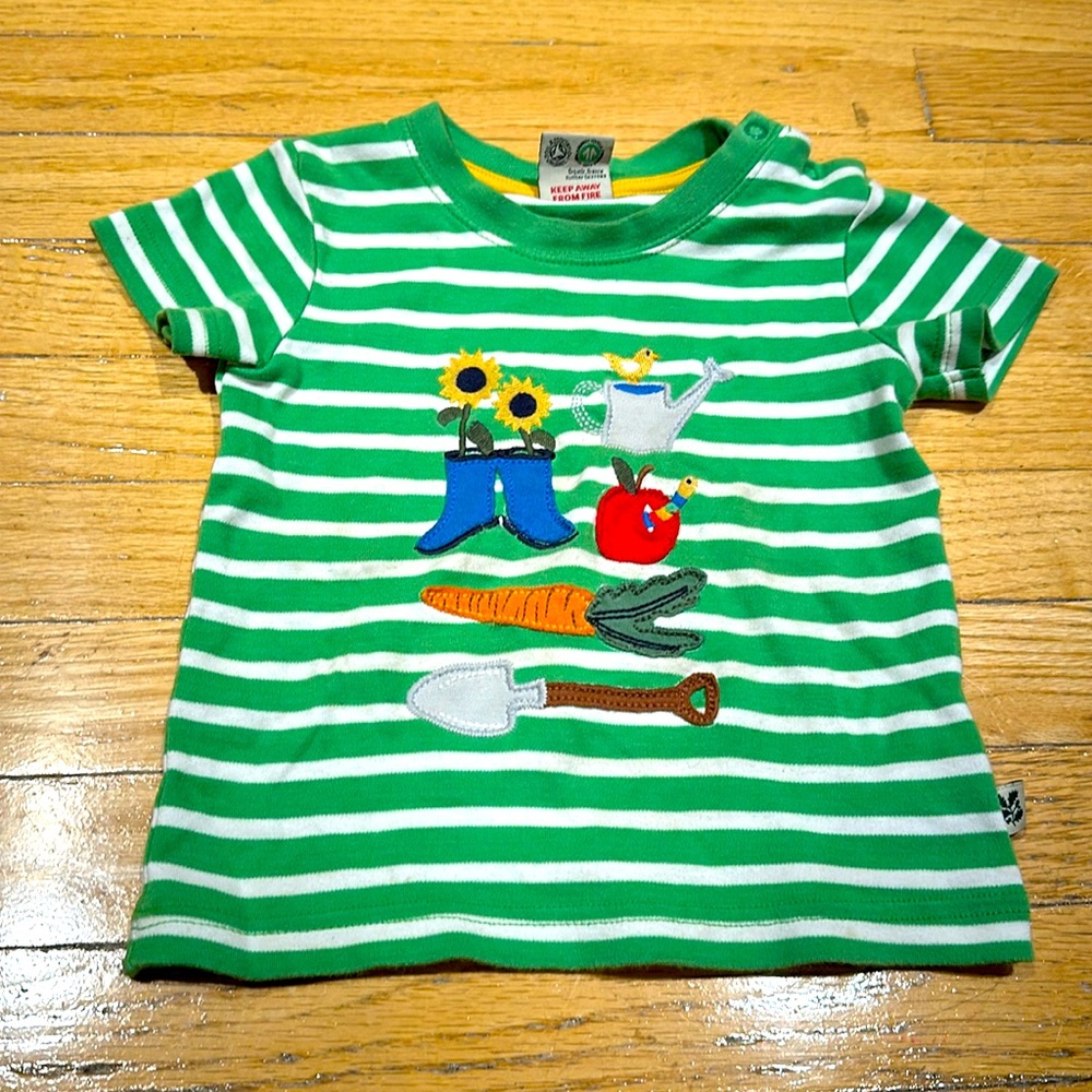 Frugi organic cotton appliqué gardening tee